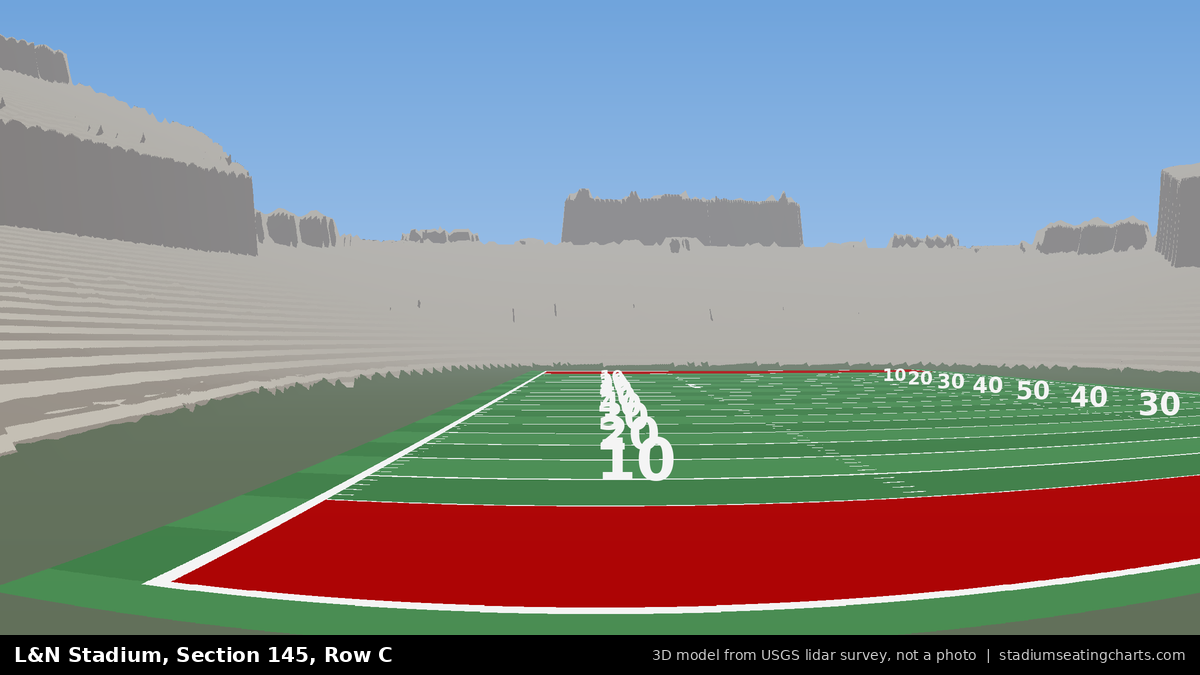 View from L&N Stadium Section 145, Row C, looking toward the field
