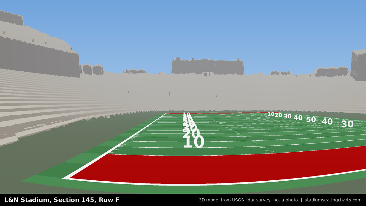 View from L&N Stadium Section 145, Row F, looking toward the field