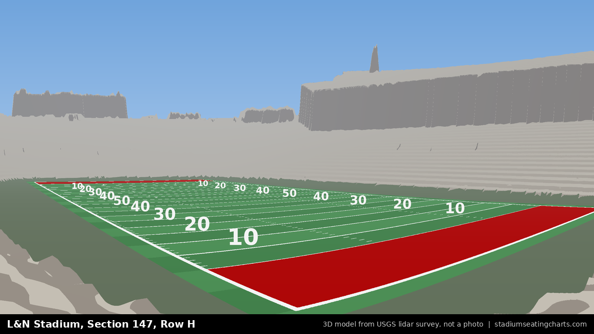 View from L&N Stadium Section 147, Row H, looking toward the field