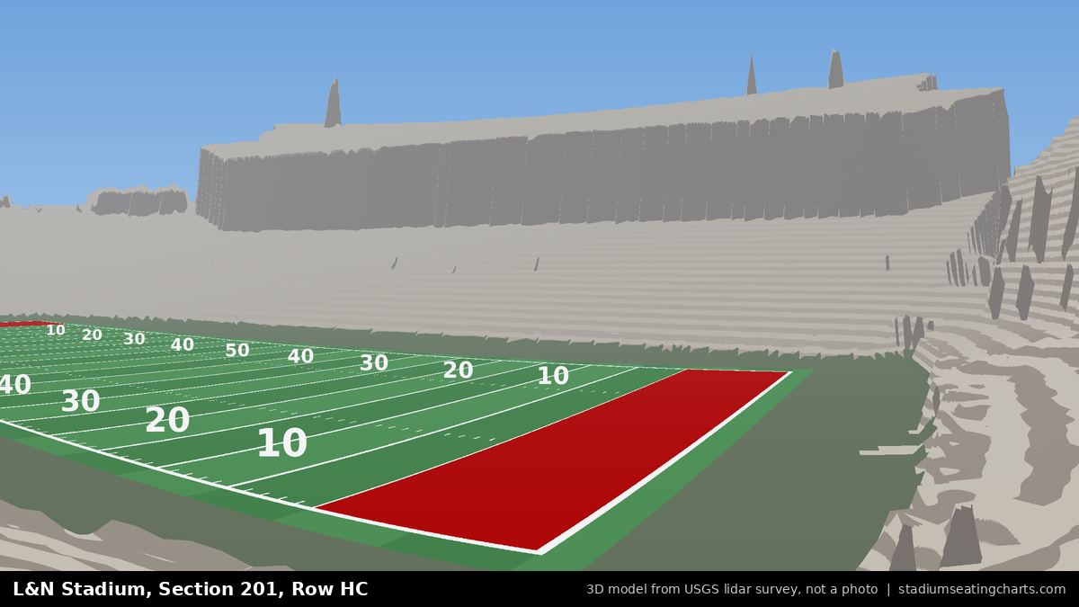 View from L&N Stadium Section 201, Row HC, looking toward the field