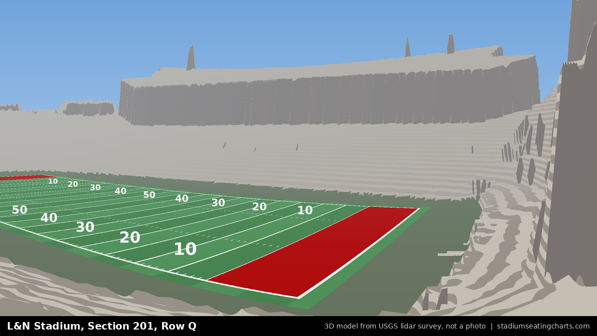 View from L&N Stadium Section 201, Row Q, looking toward the field