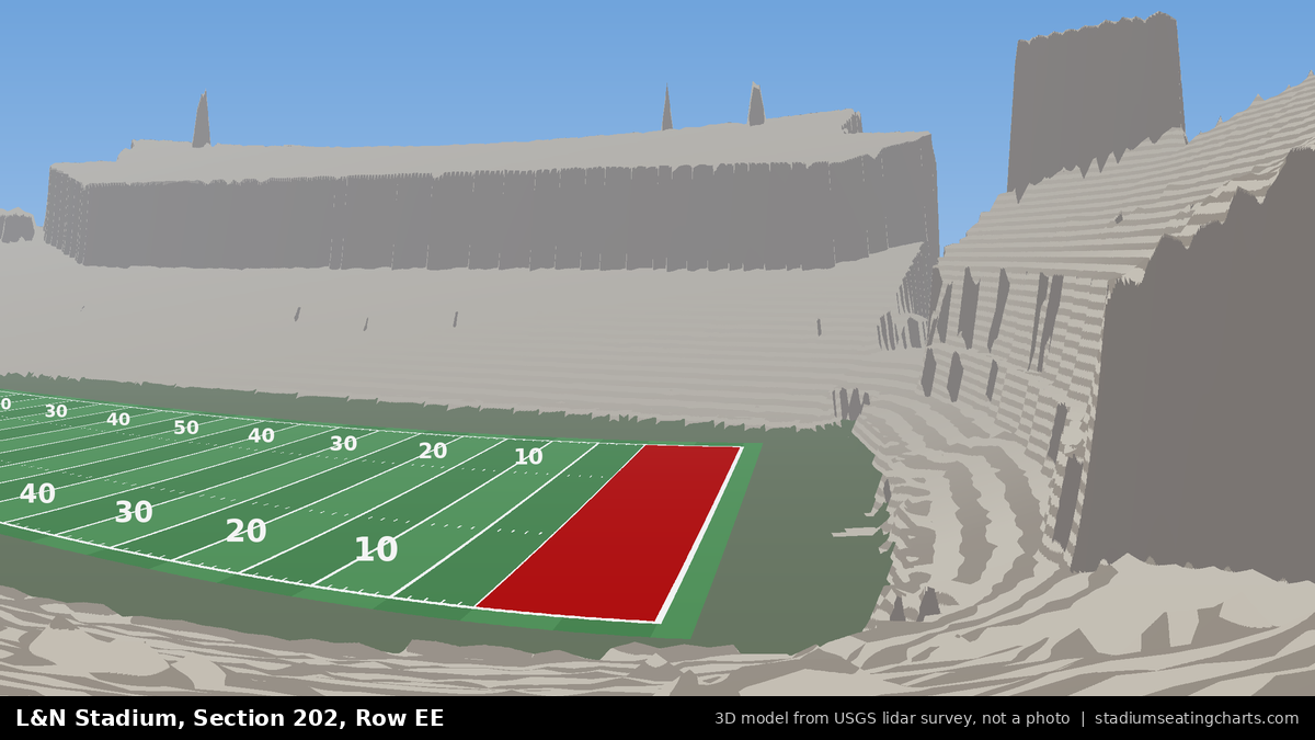 View from L&N Stadium Section 202, Row EE, looking toward the field