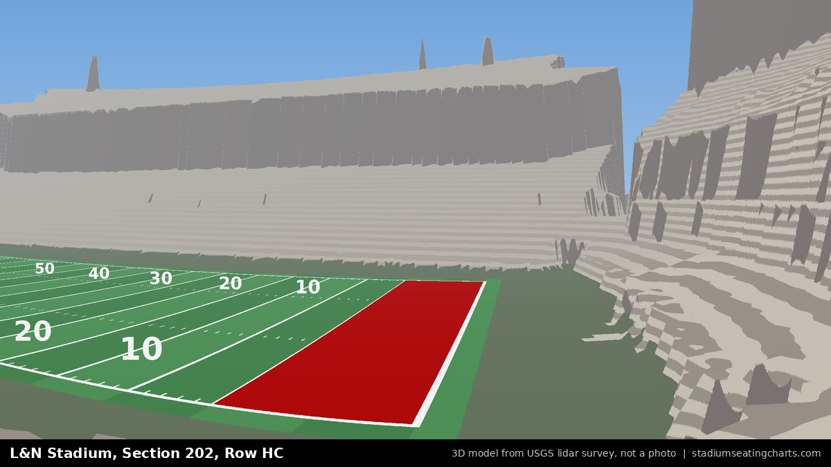 View from L&N Stadium Section 202, Row HC, looking toward the field
