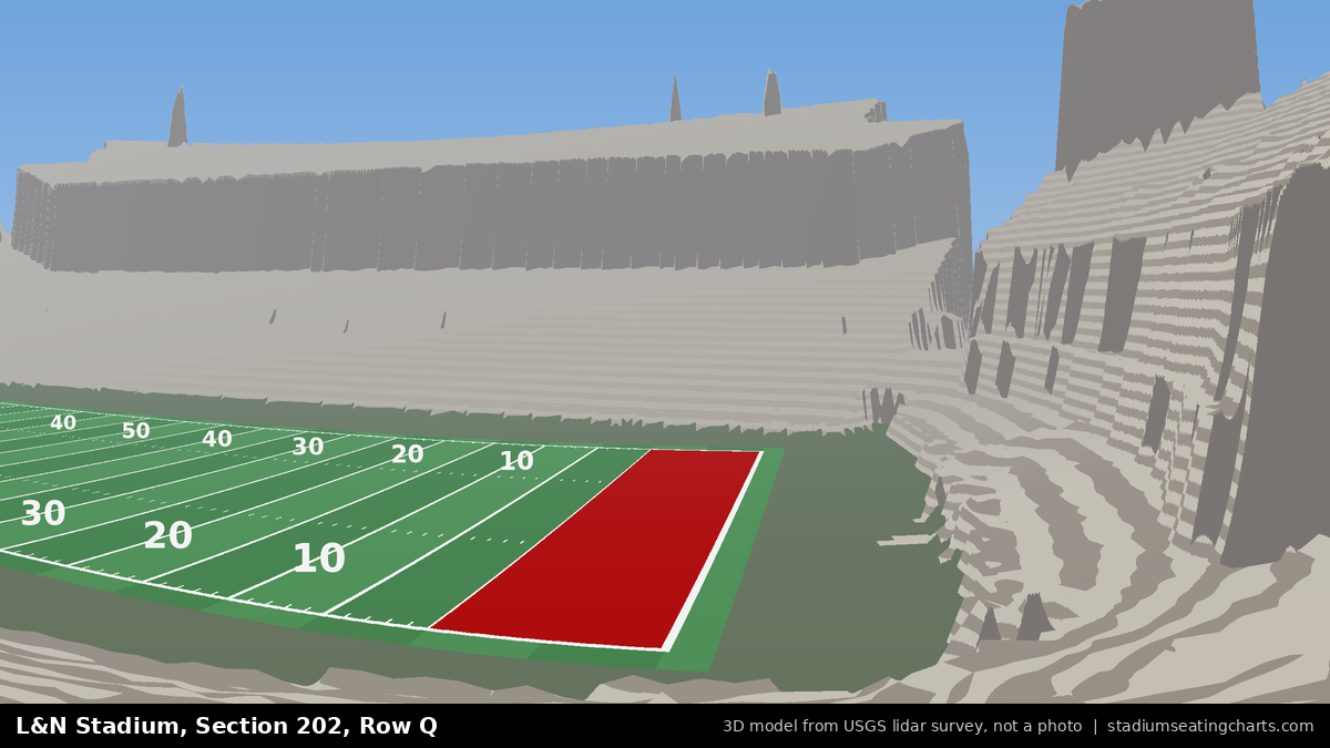 View from L&N Stadium Section 202, Row Q, looking toward the field