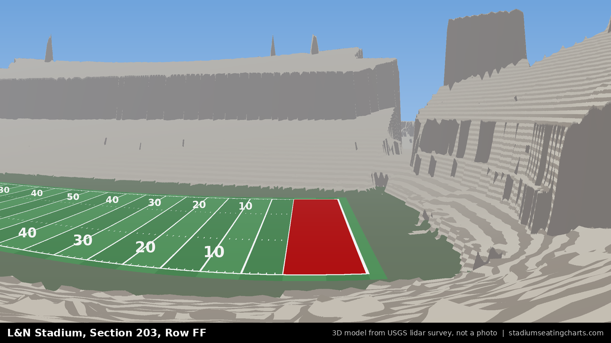 View from L&N Stadium Section 203, Row FF, looking toward the field