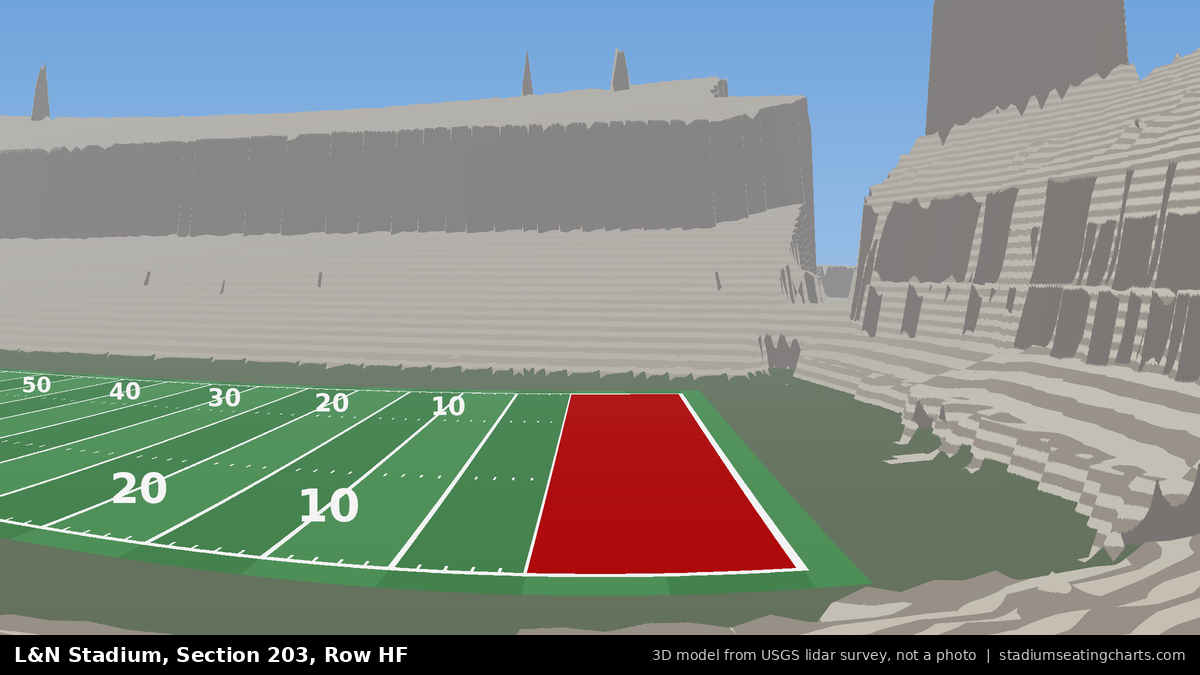 View from L&N Stadium Section 203, Row HF, looking toward the field