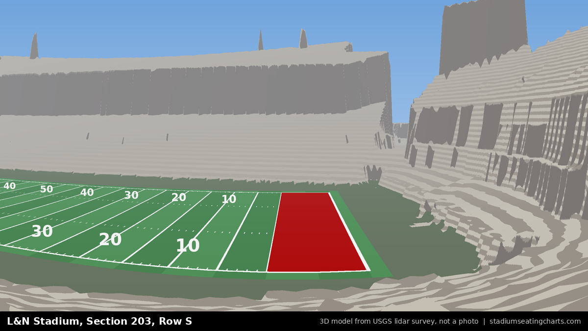 View from L&N Stadium Section 203, Row S, looking toward the field