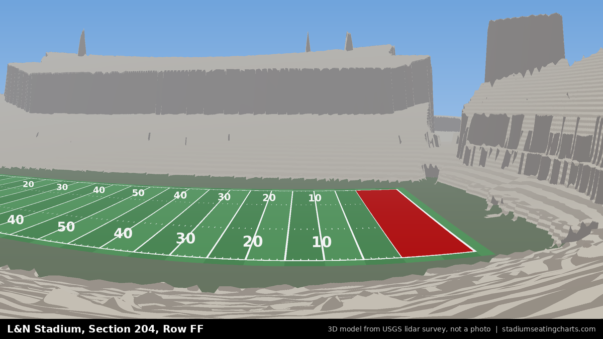 View from L&N Stadium Section 204, Row FF, looking toward the field