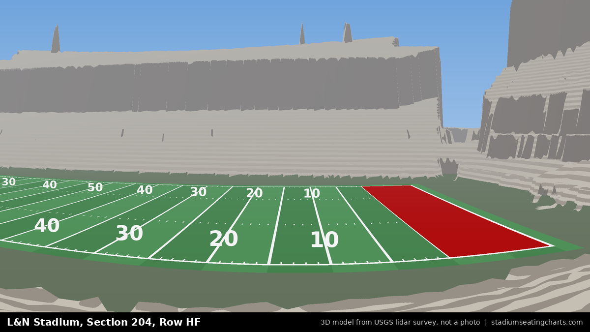 View from L&N Stadium Section 204, Row HF, looking toward the field