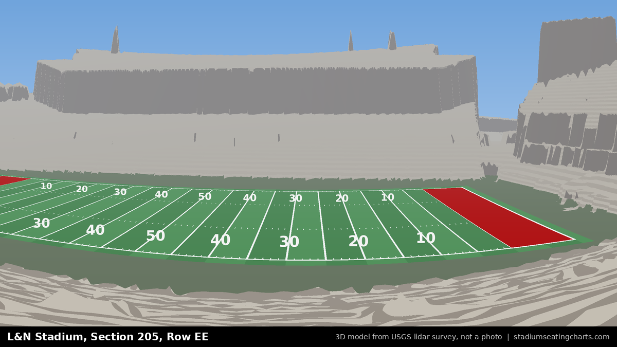View from L&N Stadium Section 205, Row EE, looking toward the field