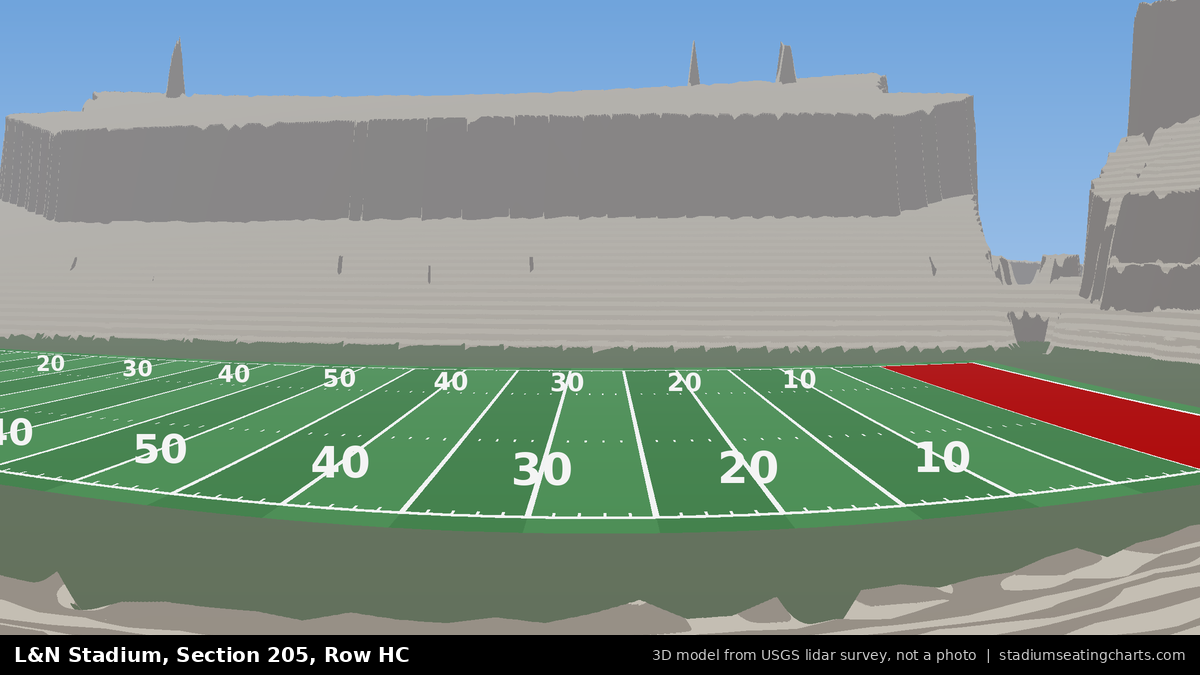 View from L&N Stadium Section 205, Row HC, looking toward the field