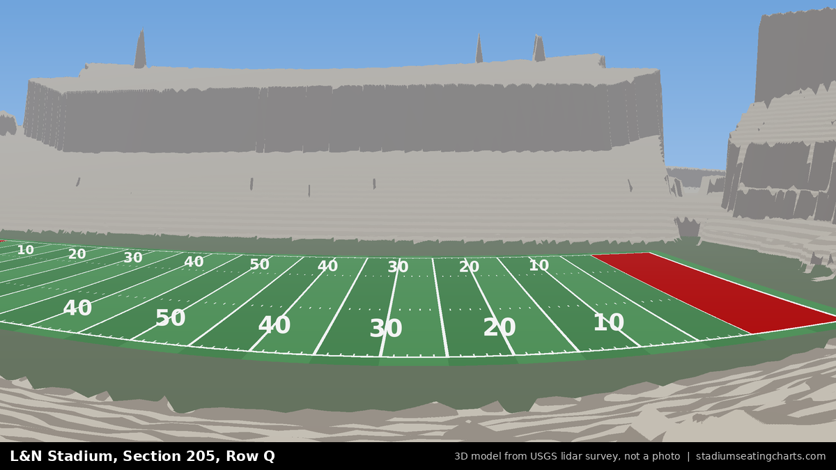View from L&N Stadium Section 205, Row Q, looking toward the field