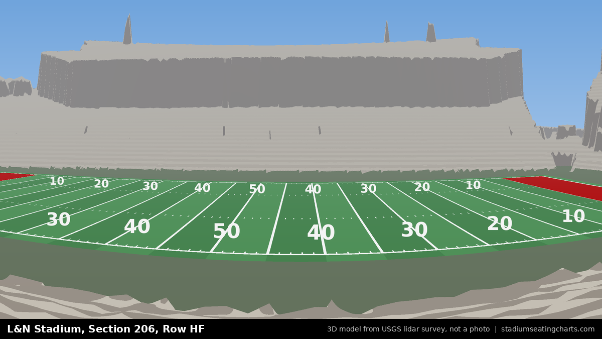 View from L&N Stadium Section 206, Row HF, looking toward the field