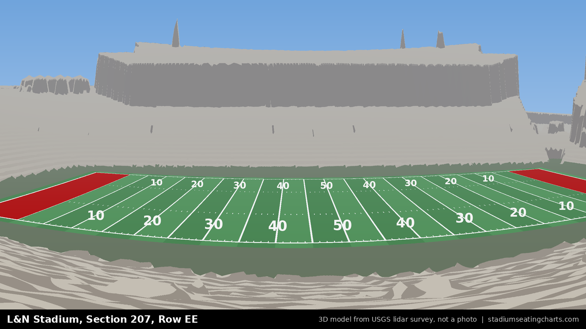 View from L&N Stadium Section 207, Row EE, looking toward the field