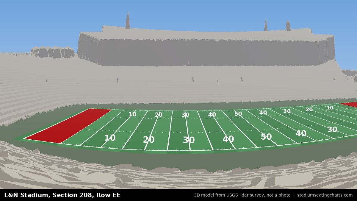 View from L&N Stadium Section 208, Row EE, looking toward the field