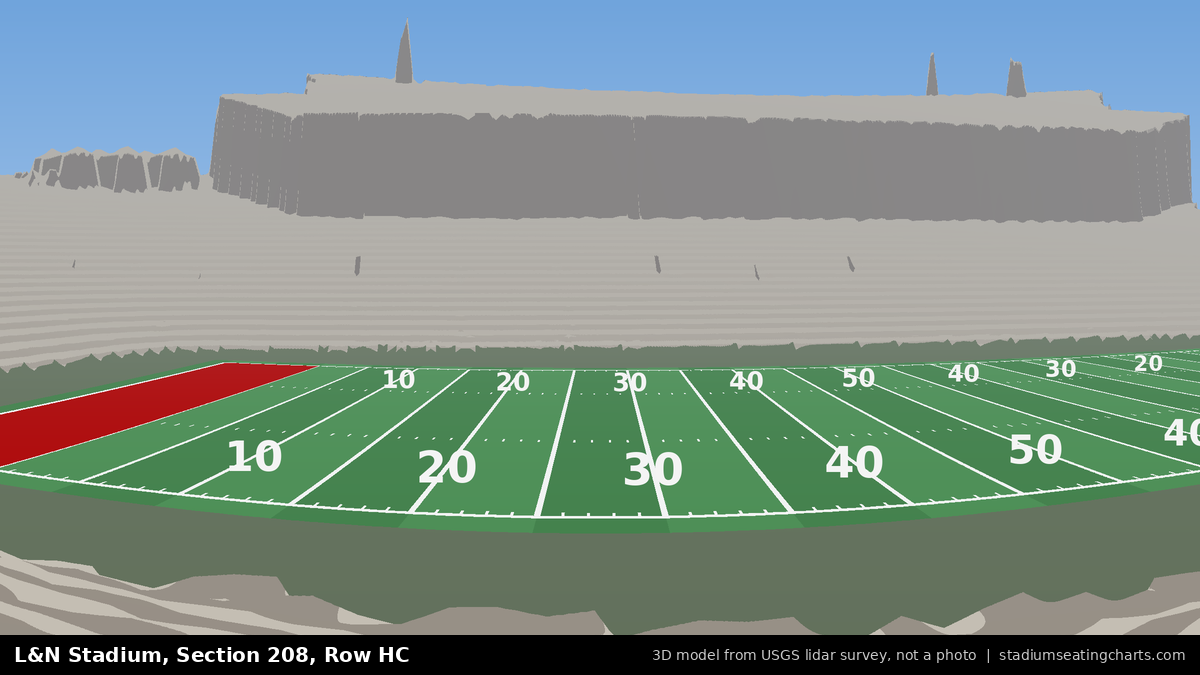 View from L&N Stadium Section 208, Row HC, looking toward the field