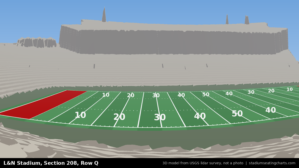 View from L&N Stadium Section 208, Row Q, looking toward the field