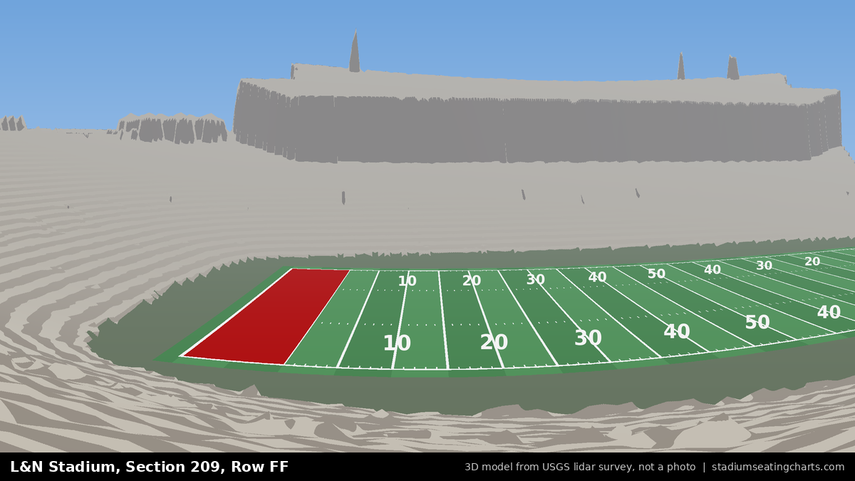 View from L&N Stadium Section 209, Row FF, looking toward the field