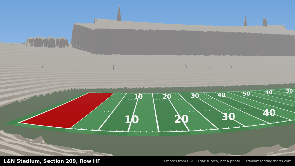 View from L&N Stadium Section 209, Row HF, looking toward the field