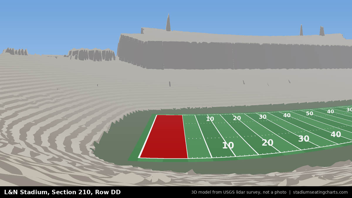 View from L&N Stadium Section 210, Row DD, looking toward the field