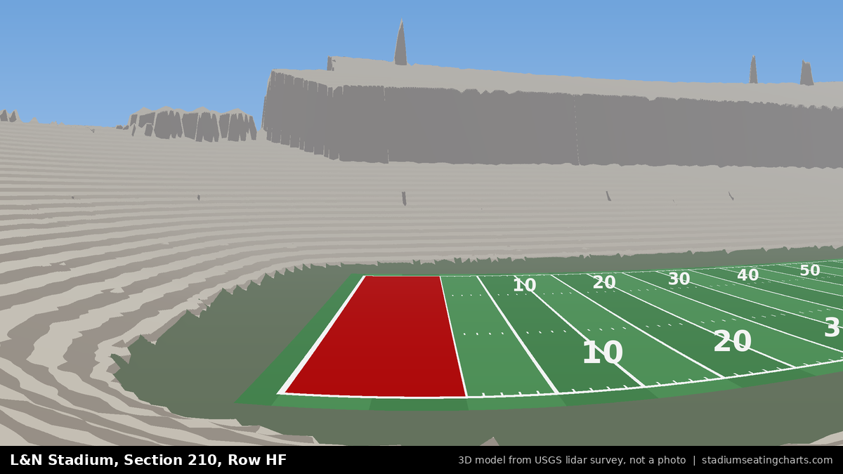 View from L&N Stadium Section 210, Row HF, looking toward the field