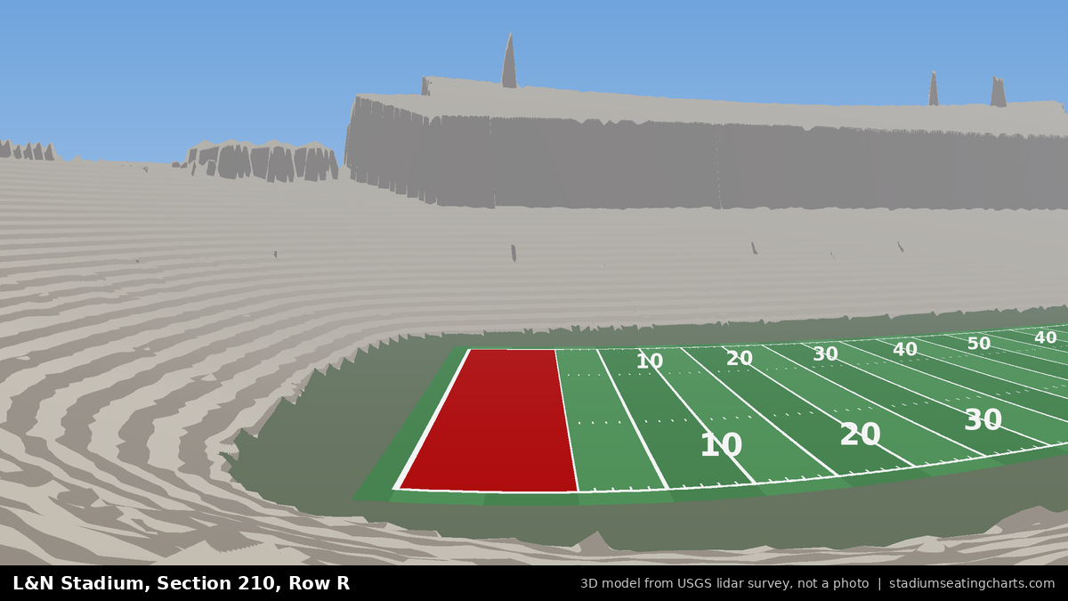 View from L&N Stadium Section 210, Row R, looking toward the field
