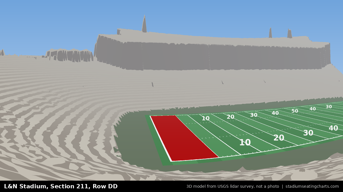View from L&N Stadium Section 211, Row DD, looking toward the field