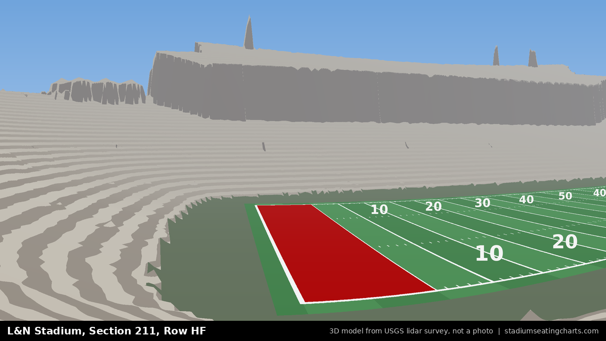 View from L&N Stadium Section 211, Row HF, looking toward the field