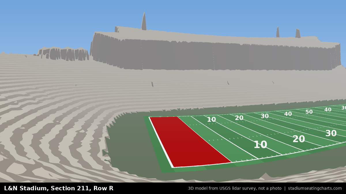 View from L&N Stadium Section 211, Row R, looking toward the field