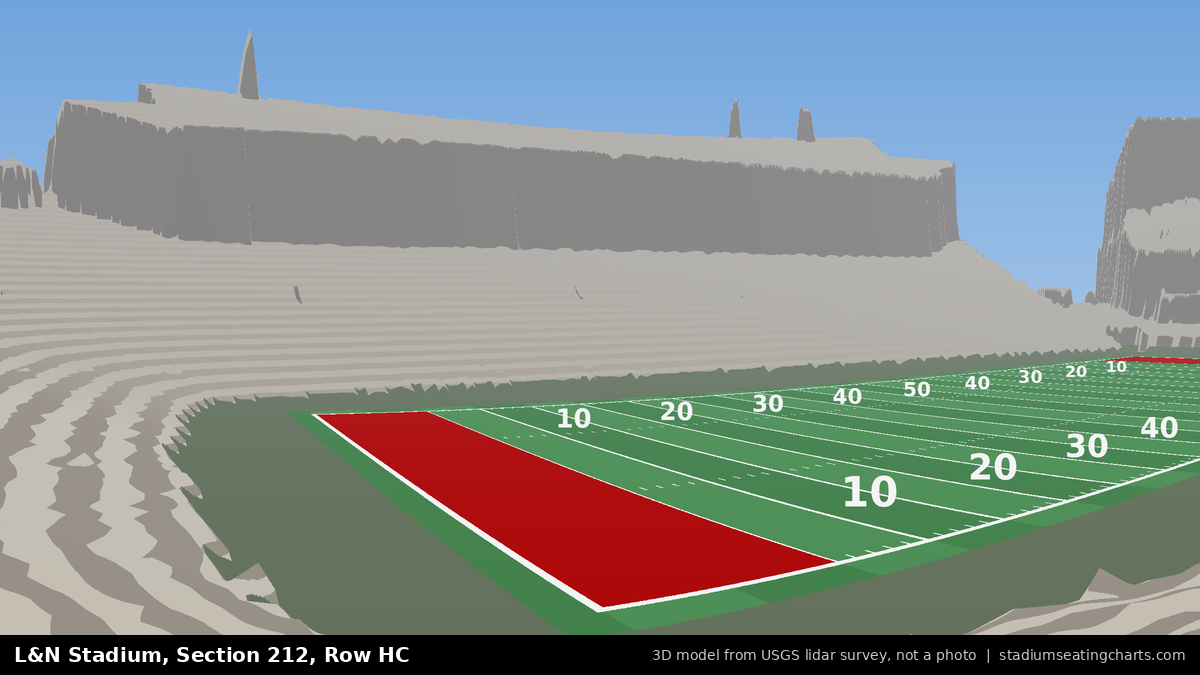 View from L&N Stadium Section 212, Row HC, looking toward the field