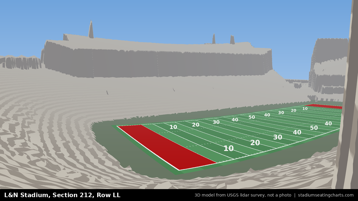 View from L&N Stadium Section 212, Row LL, looking toward the field