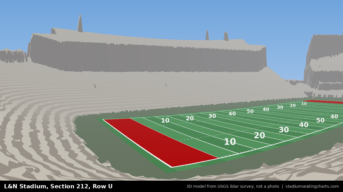 View from L&N Stadium Section 212, Row U, looking toward the field