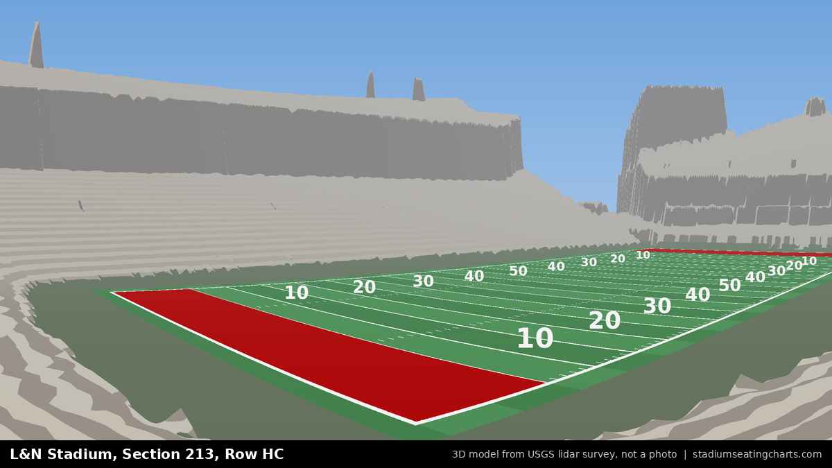 View from L&N Stadium Section 213, Row HC, looking toward the field