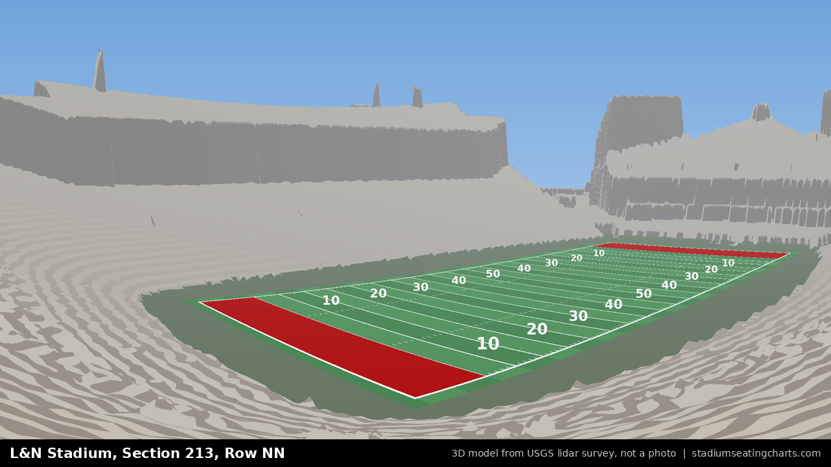 View from L&N Stadium Section 213, Row NN, looking toward the field