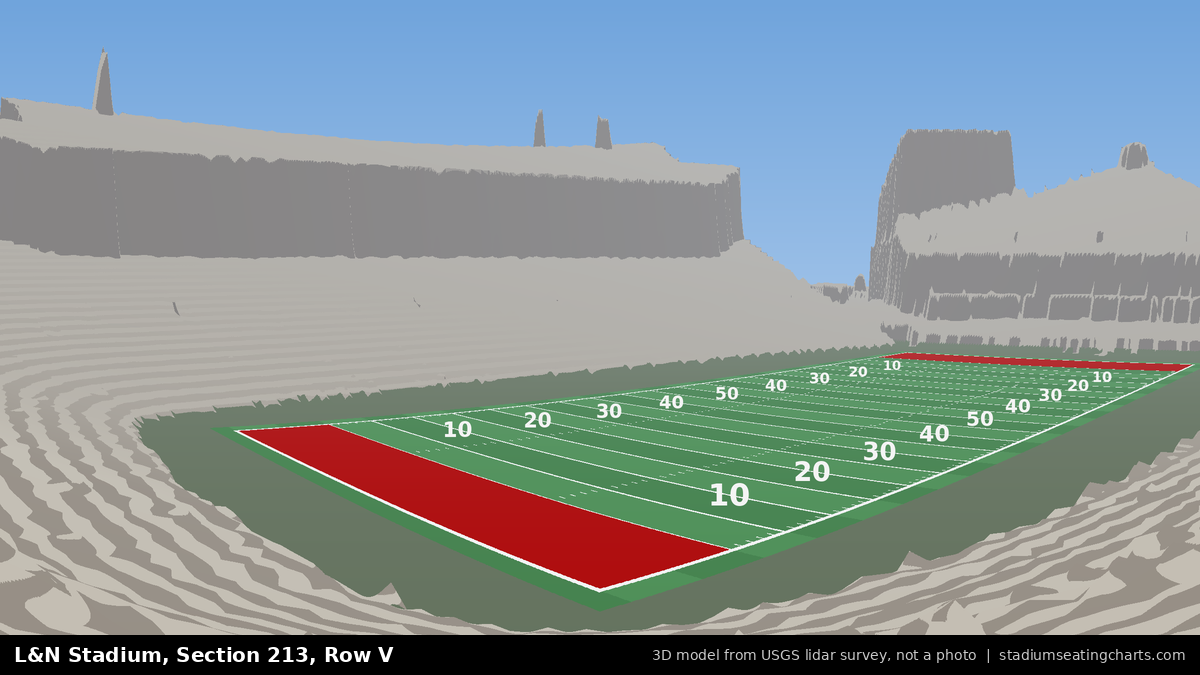 View from L&N Stadium Section 213, Row V, looking toward the field