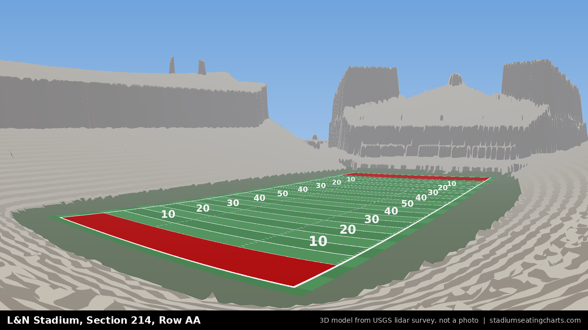 View from L&N Stadium Section 214, Row AA, looking toward the field