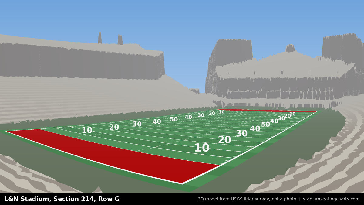 View from L&N Stadium Section 214, Row G, looking toward the field