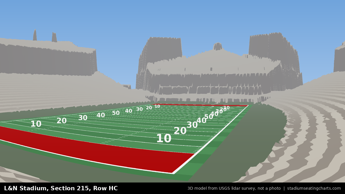 View from L&N Stadium Section 215, Row HC, looking toward the field