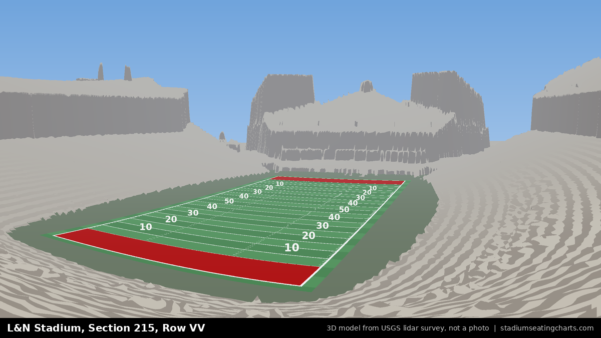 View from L&N Stadium Section 215, Row VV, looking toward the field