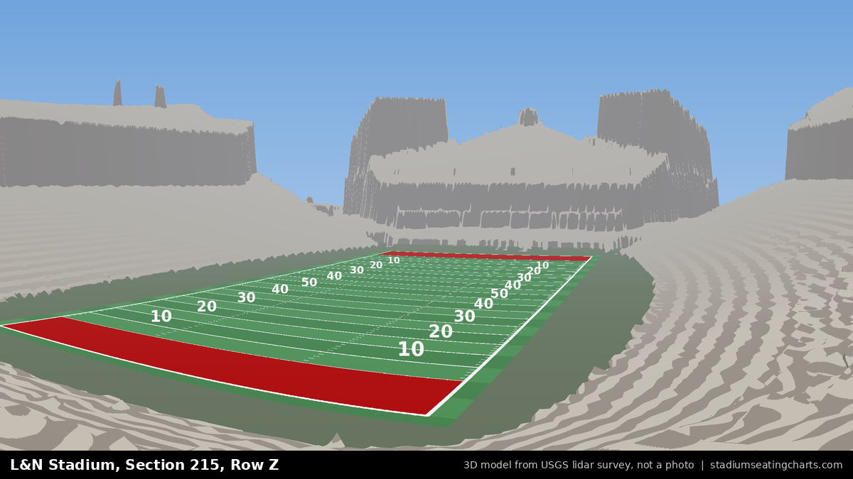 View from L&N Stadium Section 215, Row Z, looking toward the field