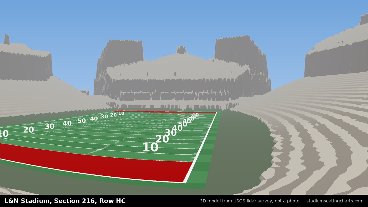 View from L&N Stadium Section 216, Row HC, looking toward the field