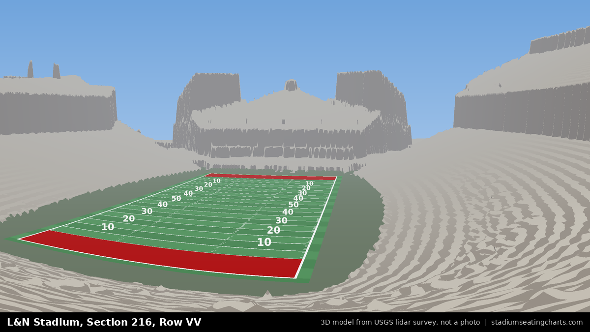 View from L&N Stadium Section 216, Row VV, looking toward the field