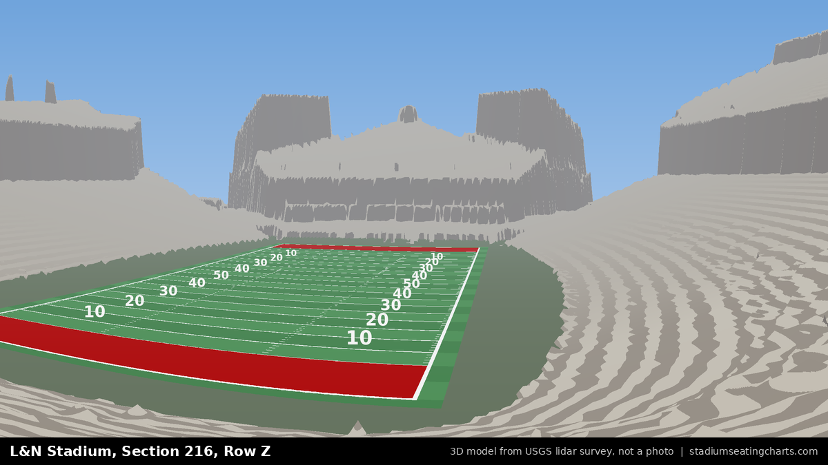 View from L&N Stadium Section 216, Row Z, looking toward the field