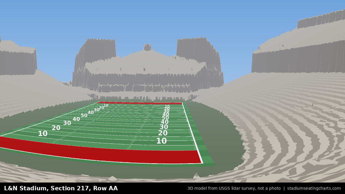 View from L&N Stadium Section 217, Row AA, looking toward the field