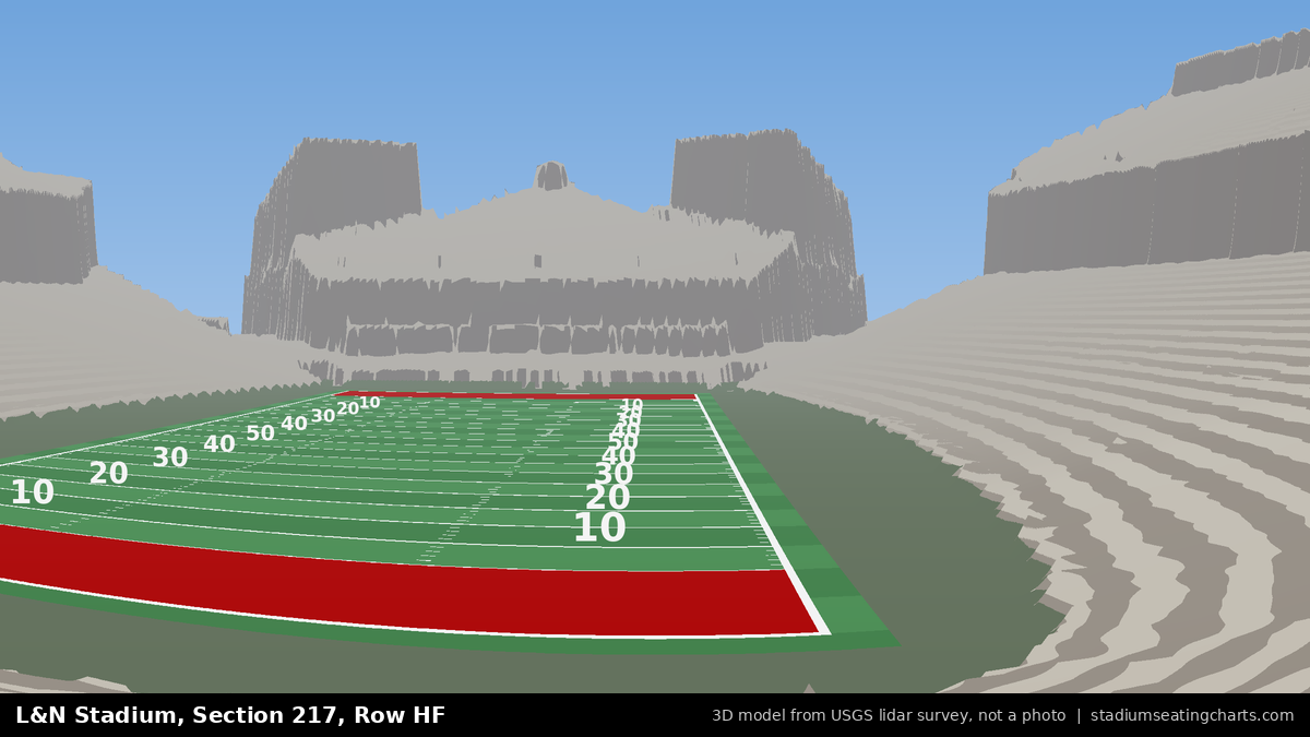 View from L&N Stadium Section 217, Row HF, looking toward the field