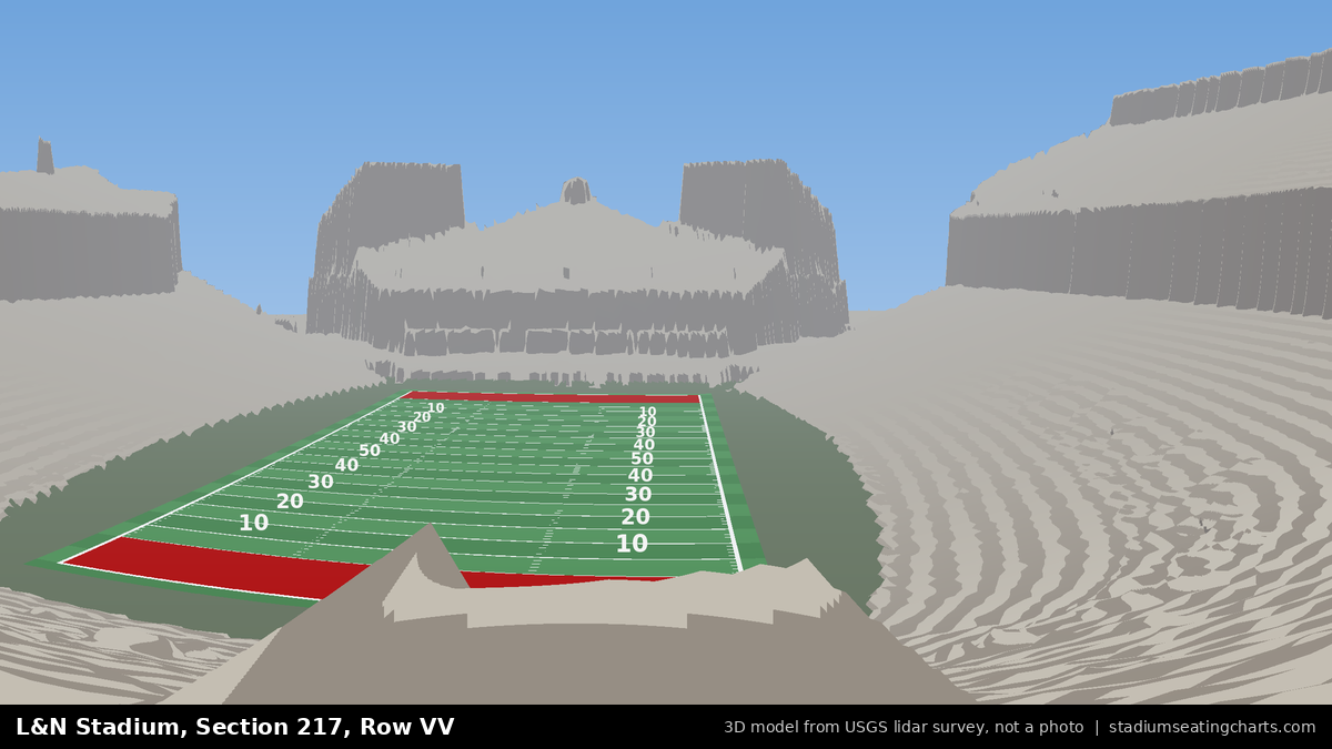 View from L&N Stadium Section 217, Row VV, looking toward the field