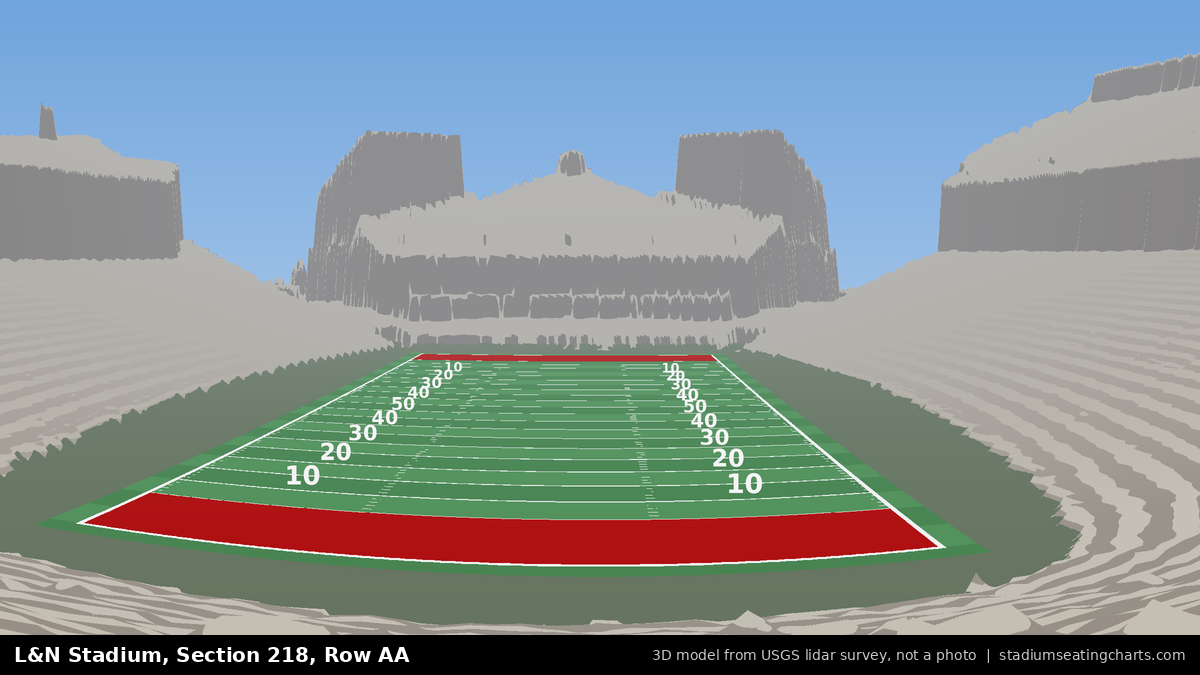 View from L&N Stadium Section 218, Row AA, looking toward the field
