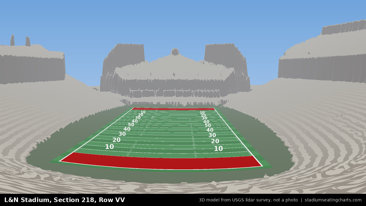 View from L&N Stadium Section 218, Row VV, looking toward the field