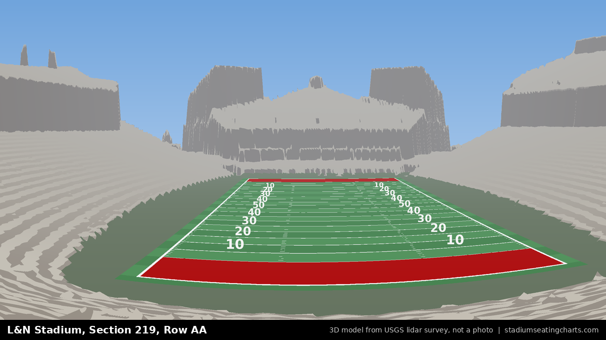 View from L&N Stadium Section 219, Row AA, looking toward the field