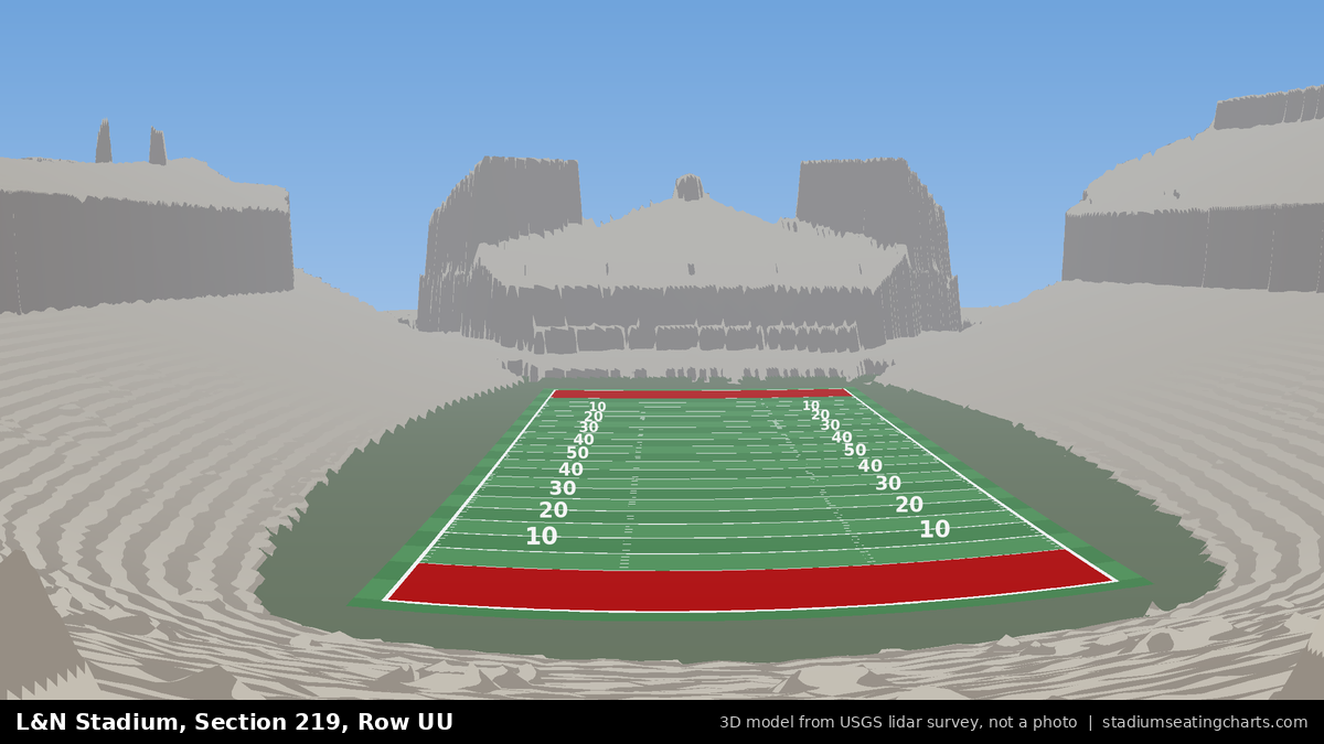 View from L&N Stadium Section 219, Row UU, looking toward the field